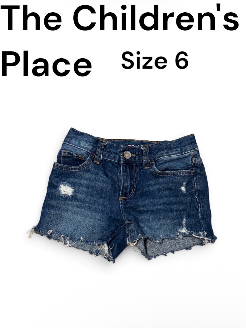 Place Girls Dark Blue Distressed Denim Shorts